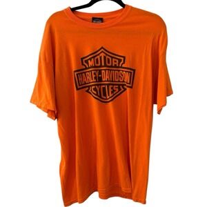 Harley-Davidson Motorcycles Bayside Portsmouth VA T-Shirt Men's Large‎ Orange